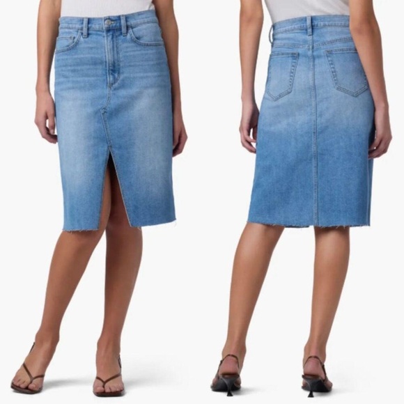 Joe’s Jeans Tatiana High-Rise Light Wash Denim Midi Skirt Size 28